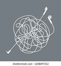 White headphones tangle thread line design vector