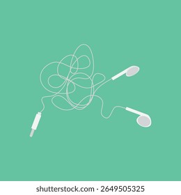 Fones de ouvido brancos enroscar linha design vetor