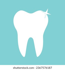 white, healthy, shiny tooth. Taking care of dental health