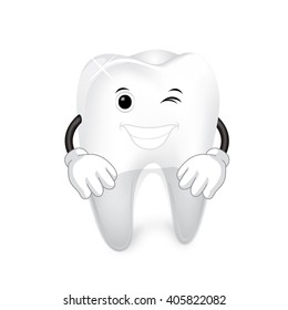 White healthy tooth. Isolated on a white background. 