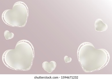 white heart background with copy space. Vector illustration.