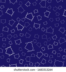 White Heart with Bezier curve icon isolated seamless pattern on blue background. Pen tool icon.  Vector Illustration