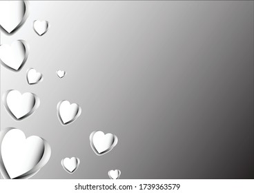 White heart, black border on gray background