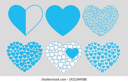 white heart blue heart  Editable 　eps10