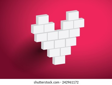 White heart box on red background.