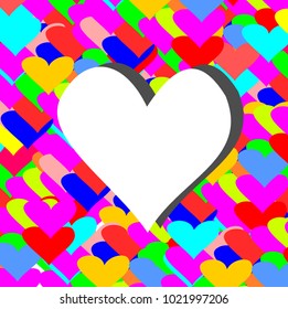 White heart with Colorful background,Valentine concept.