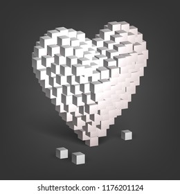 White heart from cubes, valentine's day, love
