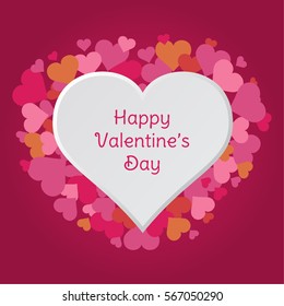 White heart cut out from paper. Love and romantic background. Art design for Valentine's Day card, web, banner, poster, flyer, brochure, print. Can be used for Mother's and Women's Day Greetings.
