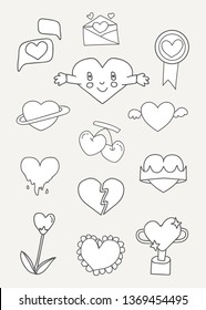 White heart design collection vectors