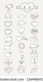 White heart design collection vectors