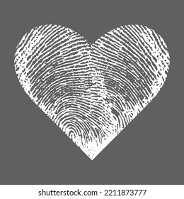 Huella de dedos de corazón blanco. Ilustración del vector