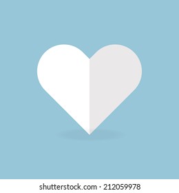 white heart, flat design