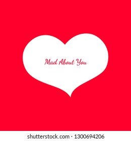 White Heart frame for your text on red. Holiday love background, card, poster, banner. Element heart for design love, romance. Love shape for celebration, wedding concept. Valentine card design