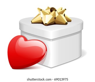 White heart gift with heart present vector illustration