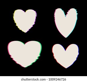 White Heart in Glitch Style. Vector Heart Illustration with, Modern and Trendy Silhouette