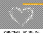 White heart of glitter light effect. Glowing sparkling particles on transparent background. Sparkle stardust. vector illustration.