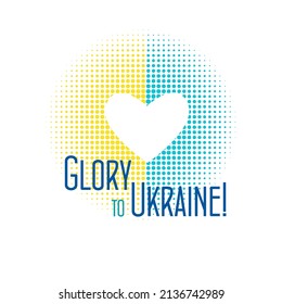 White heart. Glory to Ukraine. Vector illustration