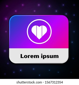 White Heart icon isolated on black background. Happy Saint Patrick day. Rectangle color button. Vector Illustration