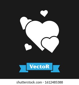 White Heart icon isolated on black background. Romantic symbol linked, join, passion and wedding. Valentine day symbol.  Vector Illustration