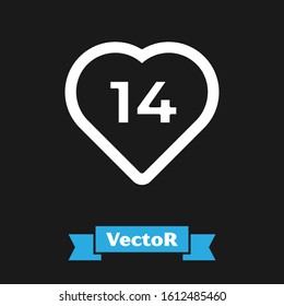 White Heart icon isolated on black background. Romantic symbol linked, join, passion and wedding. Valentine day. February 14.  Vector Illustration