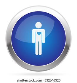 White Heart icon on blue web app button