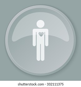 White Heart icon on grey web button