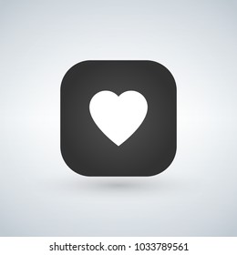 white heart icon over application button. vector illustration.