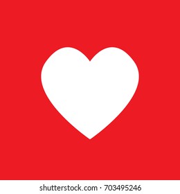 White heart Icon Vector. Love symbol. Valentine's Day sign, emblem isolated on red background with shadow, Flat style for graphic and web design, logo. 3D EPS10 pictogram