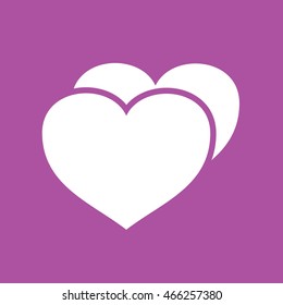 White heart icon vector. Purple background