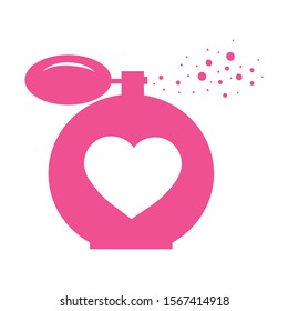 white heart inside pink perfume bottle, vector