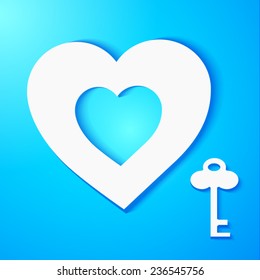 White heart and key
