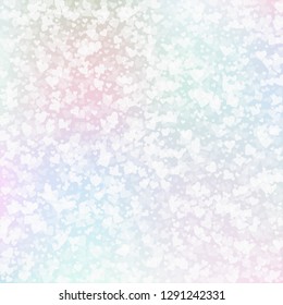 White heart love confettis. Valentine's day pattern positive background. Falling transparent hearts confetti on soft background. Extra vector illustration.