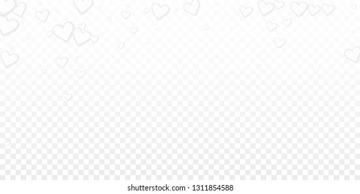 White heart love confettis. Valentine's day falling rain appealing background. Falling stitched paper hearts confetti on transparent background. Energetic vector illustration.