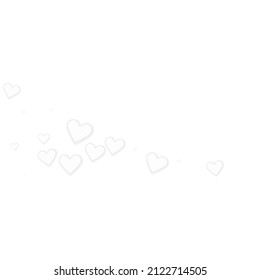 White heart love confettis. Valentine's day comet emotional background. Falling stitched paper hearts confetti on white background. Delicate vector illustration.