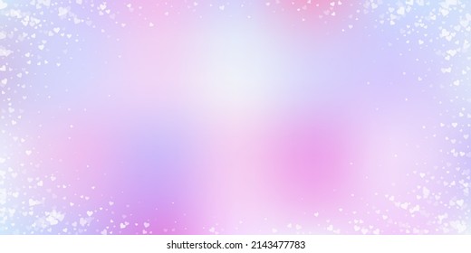 White heart love confettis. Valentine's day vignette juicy background. Falling transparent hearts confetti on color transition background. Extraordinary vector illustration.