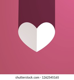 white heart loving on pink background