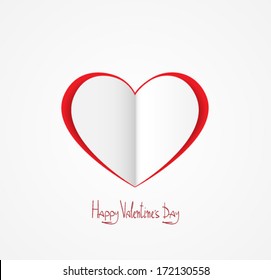 White heart made from paper. Abstract background