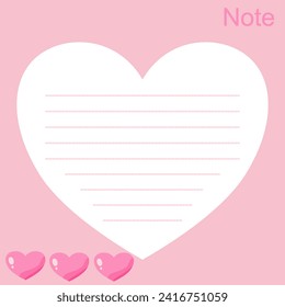 White heart note for Valentine’s Day message.