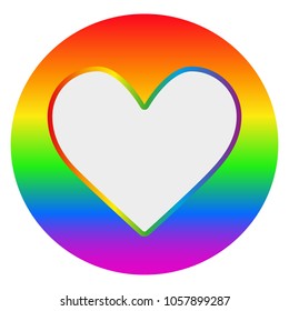 white heart on the background of the coloring ball LGBT symbol of the rainbow