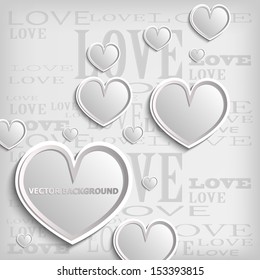 white heart on white background - vector illustration