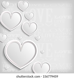 white heart on white background - vector illustration