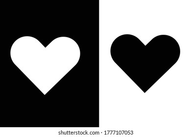 

White heart on Black background and black heart on white background ,icon, vector, illustrations