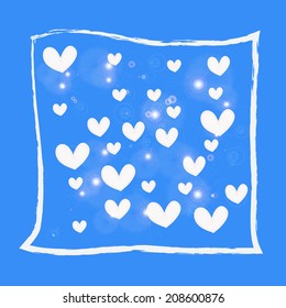 white heart on a blue background