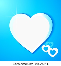 White heart on blue background
