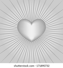 White heart on glowing gray background.vector