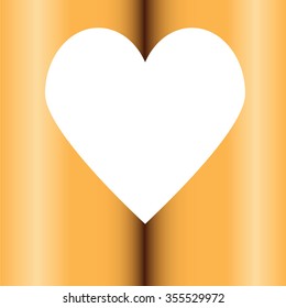 White heart on a gold background.