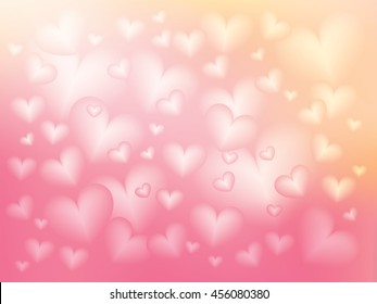 White heart on gradient pink and yellow blur background