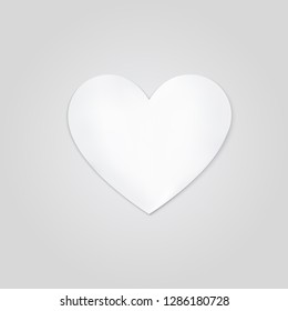 White heart on a gray background, love symbol vector illustration, Valentine's Day