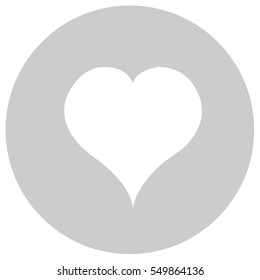 White heart on gray background. Flat