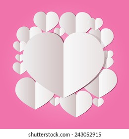 White heart on pink background